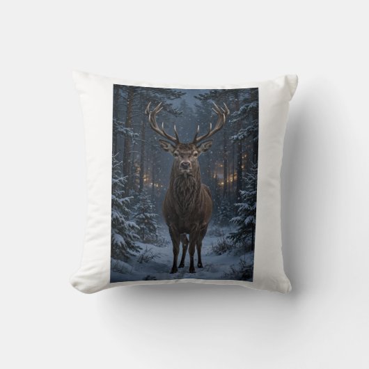 Coussin de jet de forêt de cerfs d'hiver (Recto)