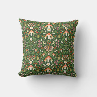 Coussin de jet de forêt verte de champignons