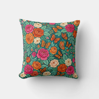 Coussin de jet de jardin de roses scandinave