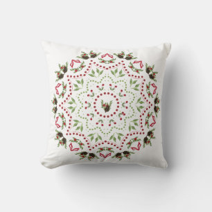 Coussin de jet de mandala de cône de pin et de bai