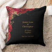 Coussin de jet de mariage anniversaire floral roug (Couverture)