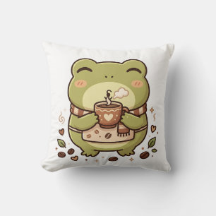 Coussin de jet de moment de grenouille buvant