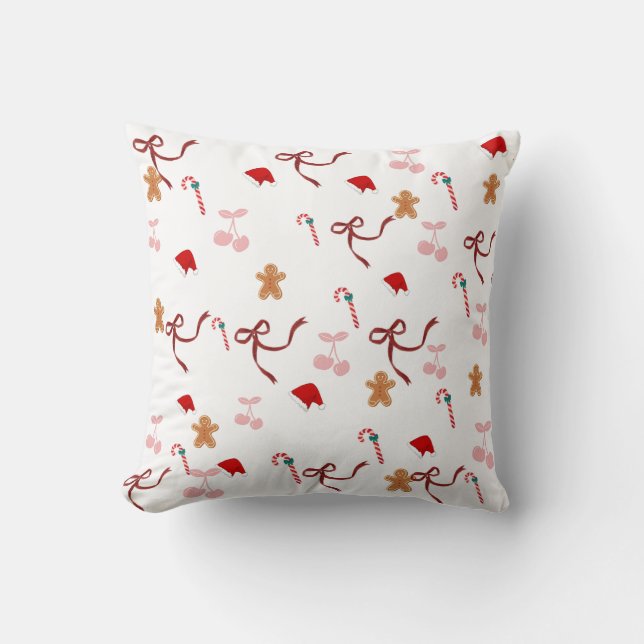 Coussin de jet de Noël ruban coquette mignon  (Recto)
