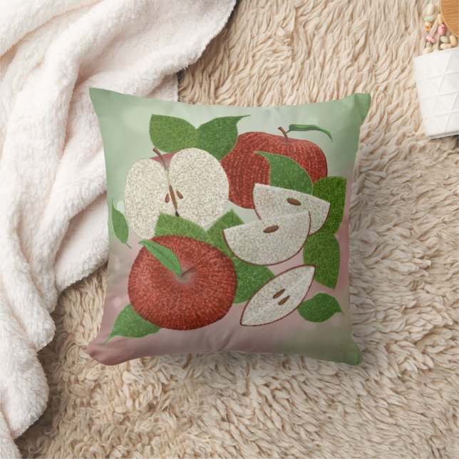 Coussin de jet de pomme dessiné à la main – Verger (Couverture)