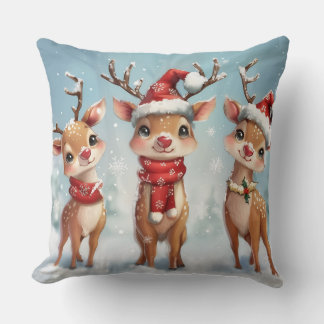 Coussin de jet de rennes de Noël mignon