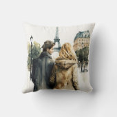 Coussin de jet de romance aquarelle pour couples à (Verso)