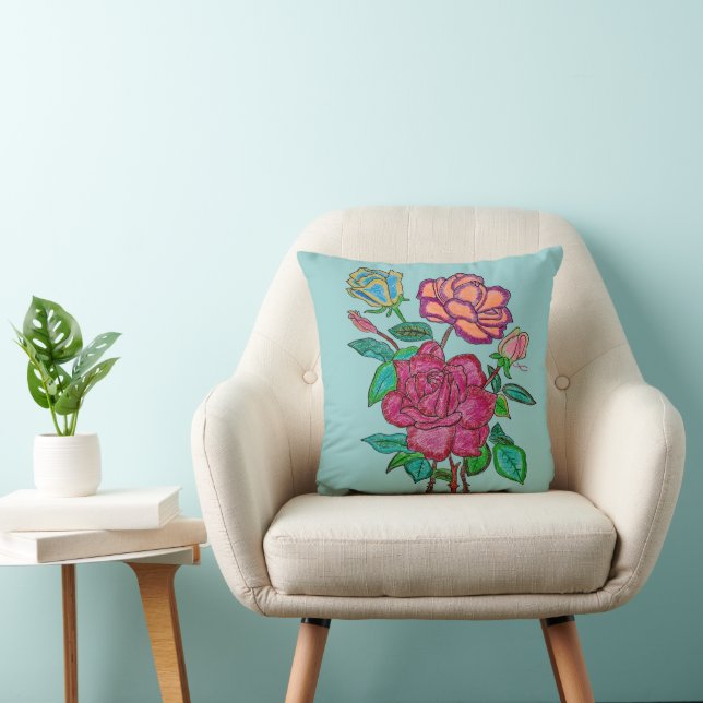 Coussin de jet de roses colorées (Chaise)