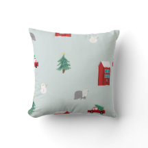 Coussin de jet de village d'hiver - Cadeau de vaca