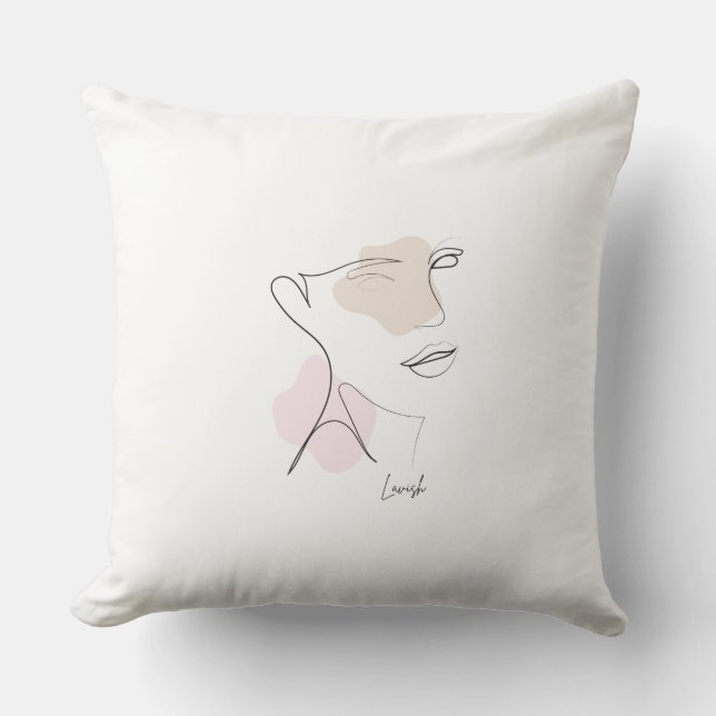 Coussin de jet de visage en art de ligne minimalis (Recto)
