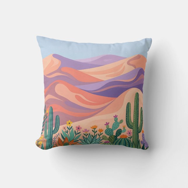 Coussin de jet désert violet pêche (Recto)