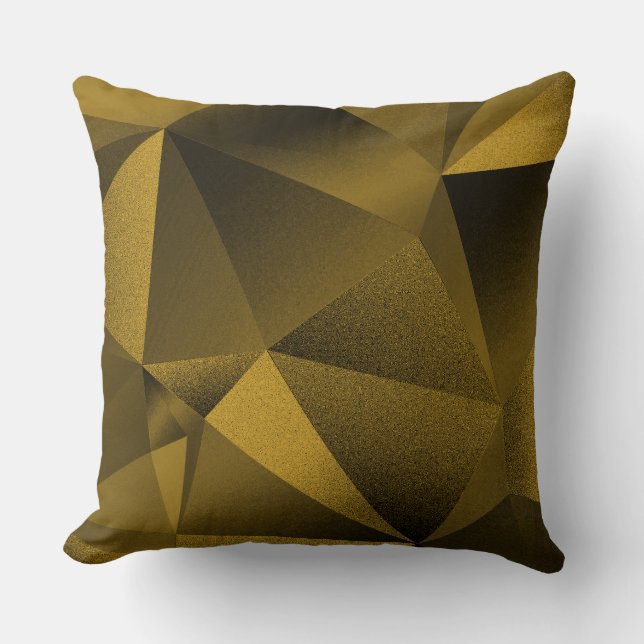 Coussin de jet diamant géométrique facetté or (Recto)
