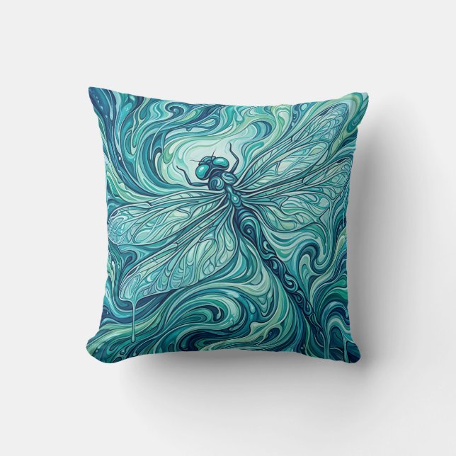 Coussin de jet Dragonfly – Ocean Blue Melt (Recto)