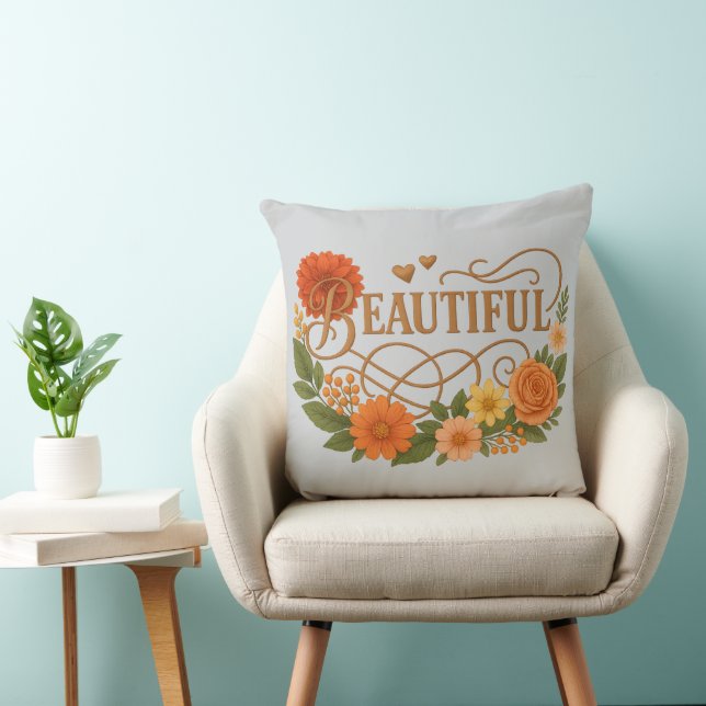 Coussin de jet élégant brodé (Chaise)