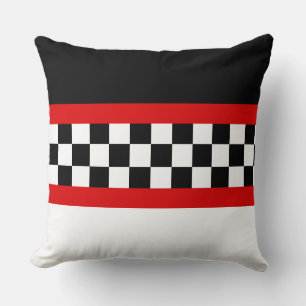Coussin de jet élégant et stylé noir rouge et blan