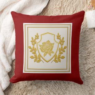 Coussin de jet Elegant Royal Crest Rose – Or Royal