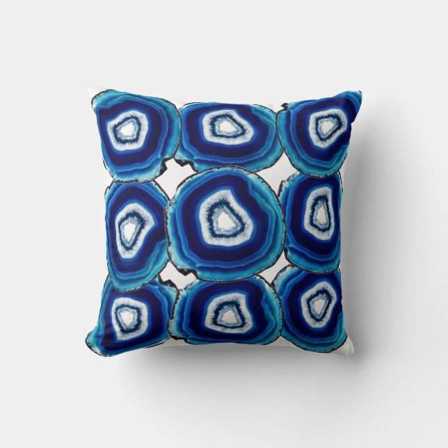 Coussin de jet en agate bleu profond (Recto)