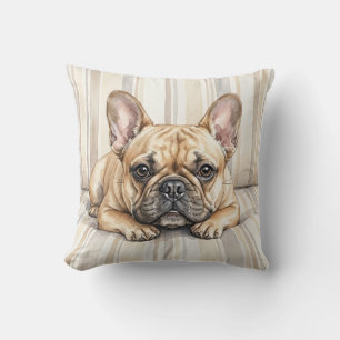 Coussin de jet en aquarelle de Bouledogue Français