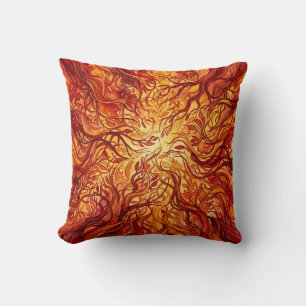 Coussin de jet en aquarelle Forêt Rouge