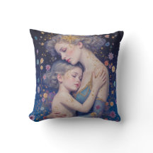 Coussin de jet en art de mère et d'enfant