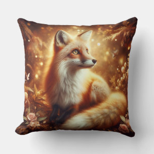 Coussin de jet en bois doré renard