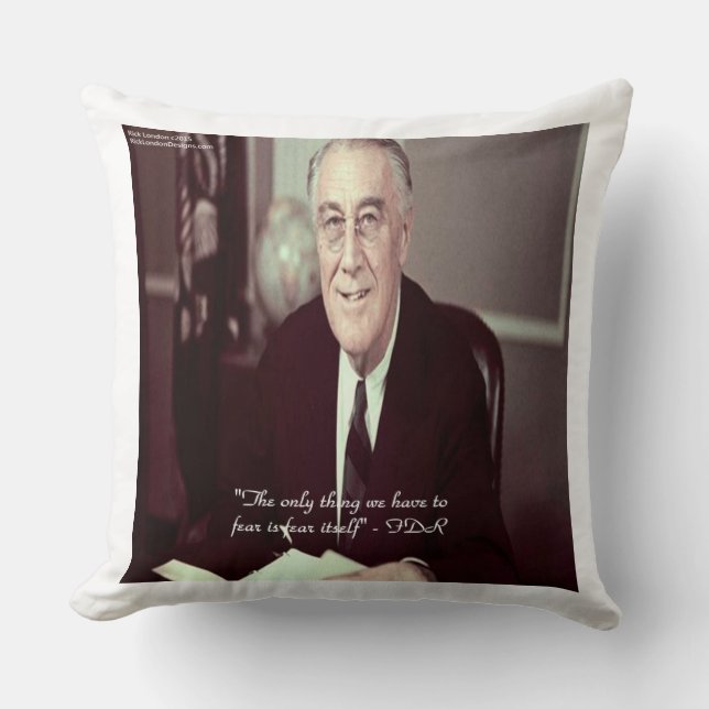 Coussin de jet en coton avec citation FDR & Nothin (Recto)