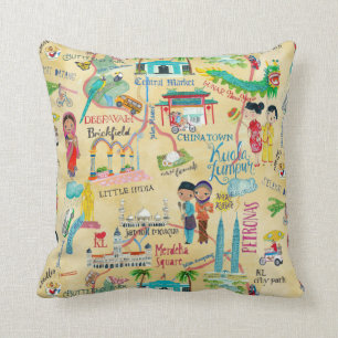 Coussin de jet en coton de la carte illustrative d