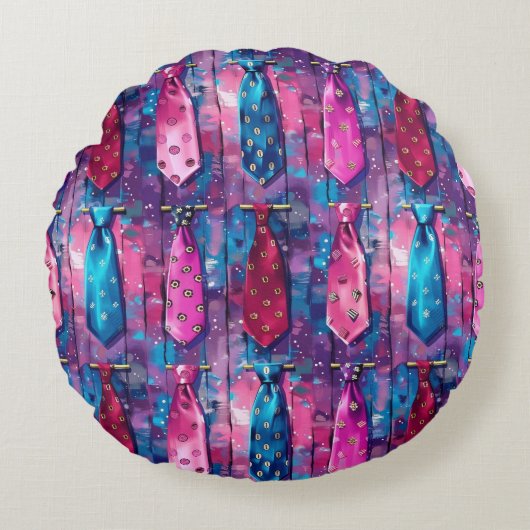 Coussin de jet en coton rond aux cravates de Papa (Devant)