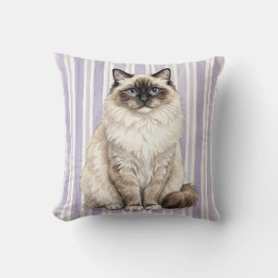 Coussin de jet en forme de chat Ragdoll à motif aq