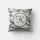 Coussin de jet en marbre noir et blanc monogrammé (Recto)