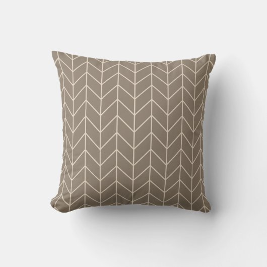 Coussin de jet en os de herringbone Taupe (Recto)