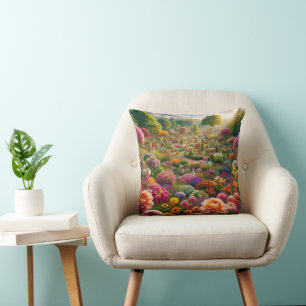 Coussin de jet fantaisie de jardin de fleurs