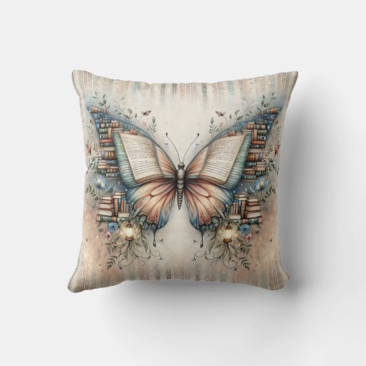 Coussin de jet floral papillon, décoration de nurs (Verso)