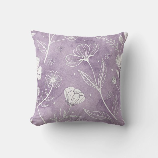 Coussin de jet floral rêveur – Carré (Recto)