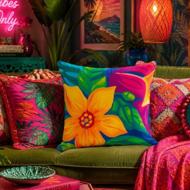 Coussin de jet floral tropical (Créateur téléchargé)