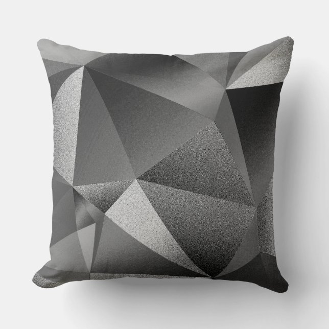 Coussin de jet géométrique facetté argent diamant (Recto)