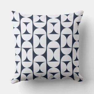 Coussin de jet géométrique Navy moderne