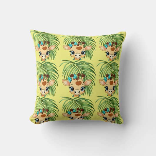 Coussin de jet Girafe dans la Savane (Recto)