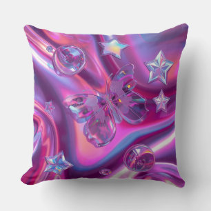 Coussin de jet holographique Y2K Rose chaud et c