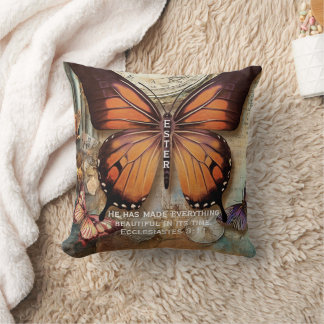 Coussin de jet Horloge Papillon Ecclésiaste 3:11