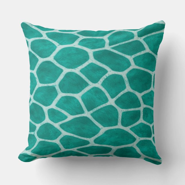 Coussin de jet imprimé girafe vert émeraude chic (Recto)