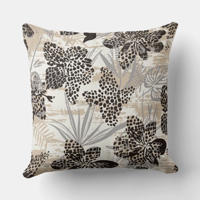 Coussin de jet imprimé léopard floral | Botanique  (Verso)