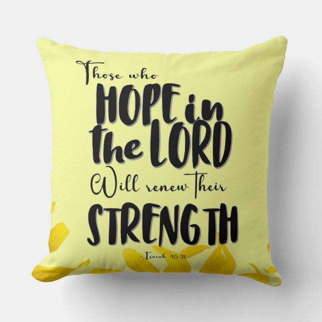 « Coussin de jet inspirant avec verset biblique –  (Recto)