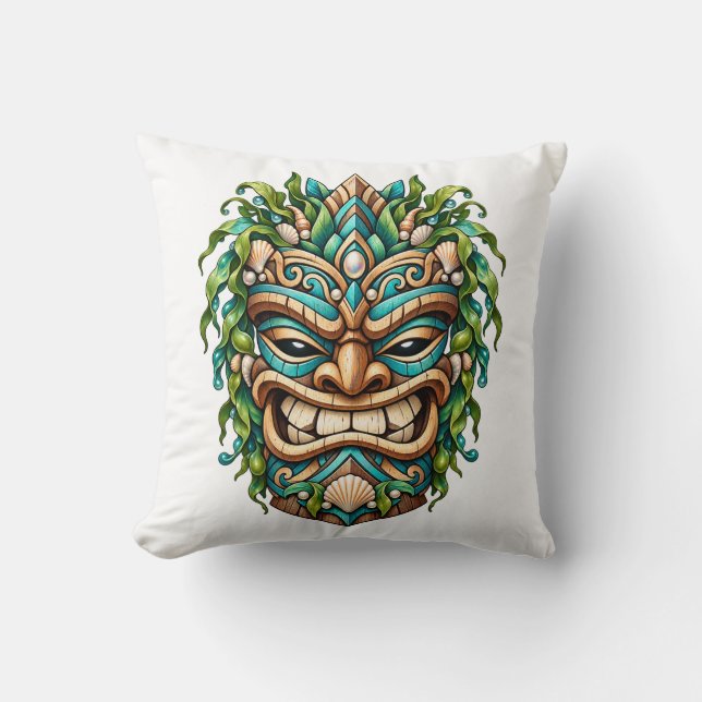 Coussin de jet Jade Shell Tiki Guardian (Recto)