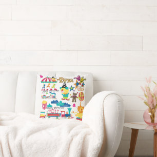 Coussin de jet, Joyeux Anniversaire Carnaval Cirqu