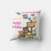 Coussin de jet, Joyeux Anniversaire Renard Oiseau (Verso)