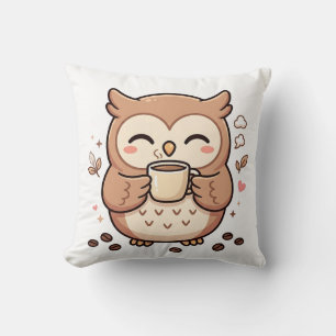 Coussin de jet Kawaii Café Chouette Mignon