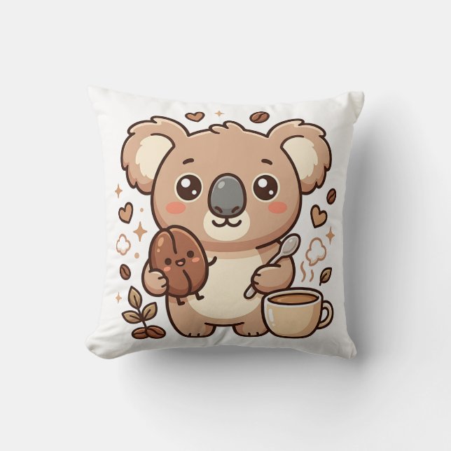 Coussin de jet Koala Kawaii Café (Recto)