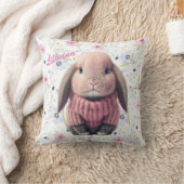 Coussin de jet lapin bébé rose (Couverture)