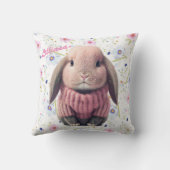 Coussin de jet lapin bébé rose (Verso)