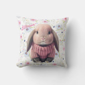 Coussin de jet lapin bébé rose (Recto)